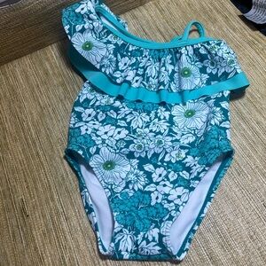 NWOT Floral One-ShoulderRuffled Girls Swimsuit 6 -12 mths
